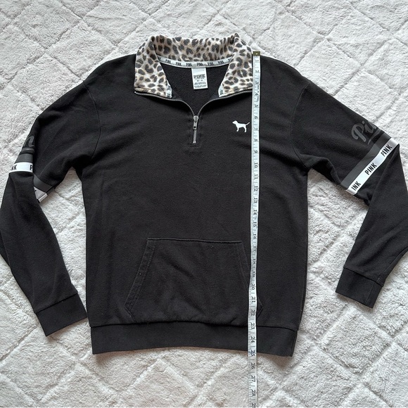 Victoria's Secret PINK | Black & Cheetah Quarter Zip Pullover | Size Extra Small - Picture 9 of 9